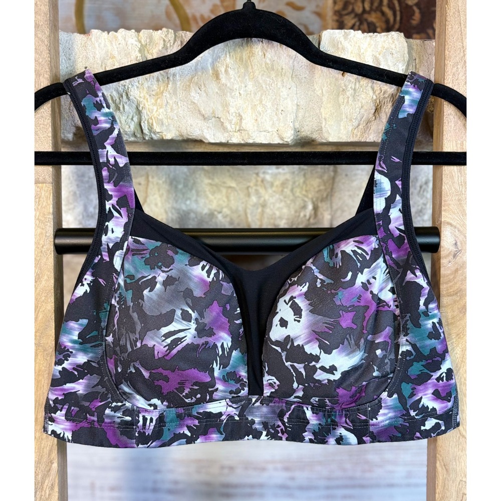 Lululemon Athletica 38D Sports Bra Purple Teal Floral High Impact